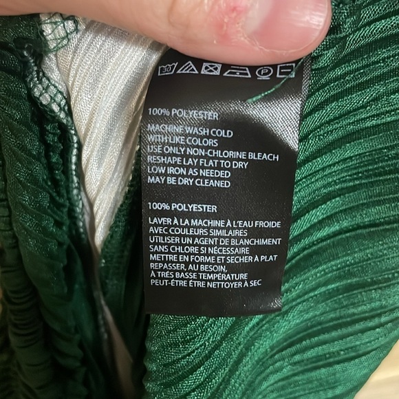 Silence + Noise size S Green with White Stripe Down Sides Pleated Elastic Pants - Picture 7 of 7